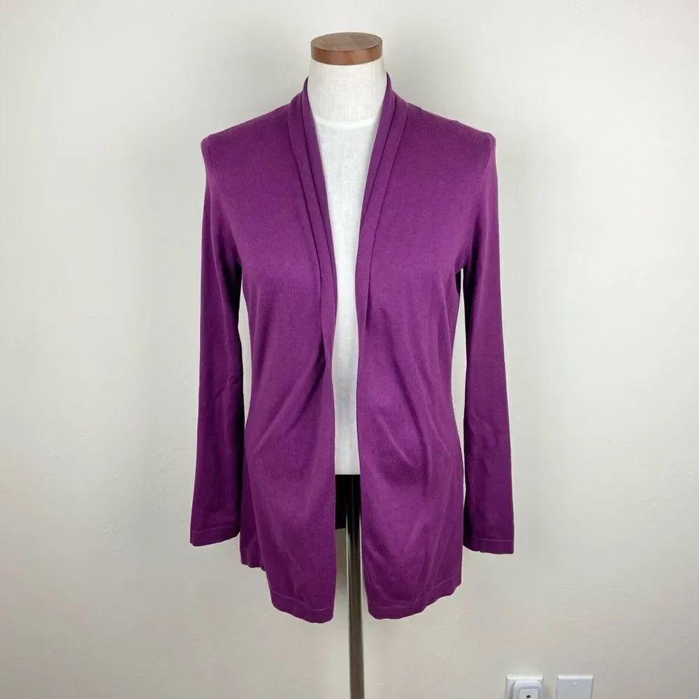 J. McLaughlin Open-Front Cozy Cardigan Sweater - Purple